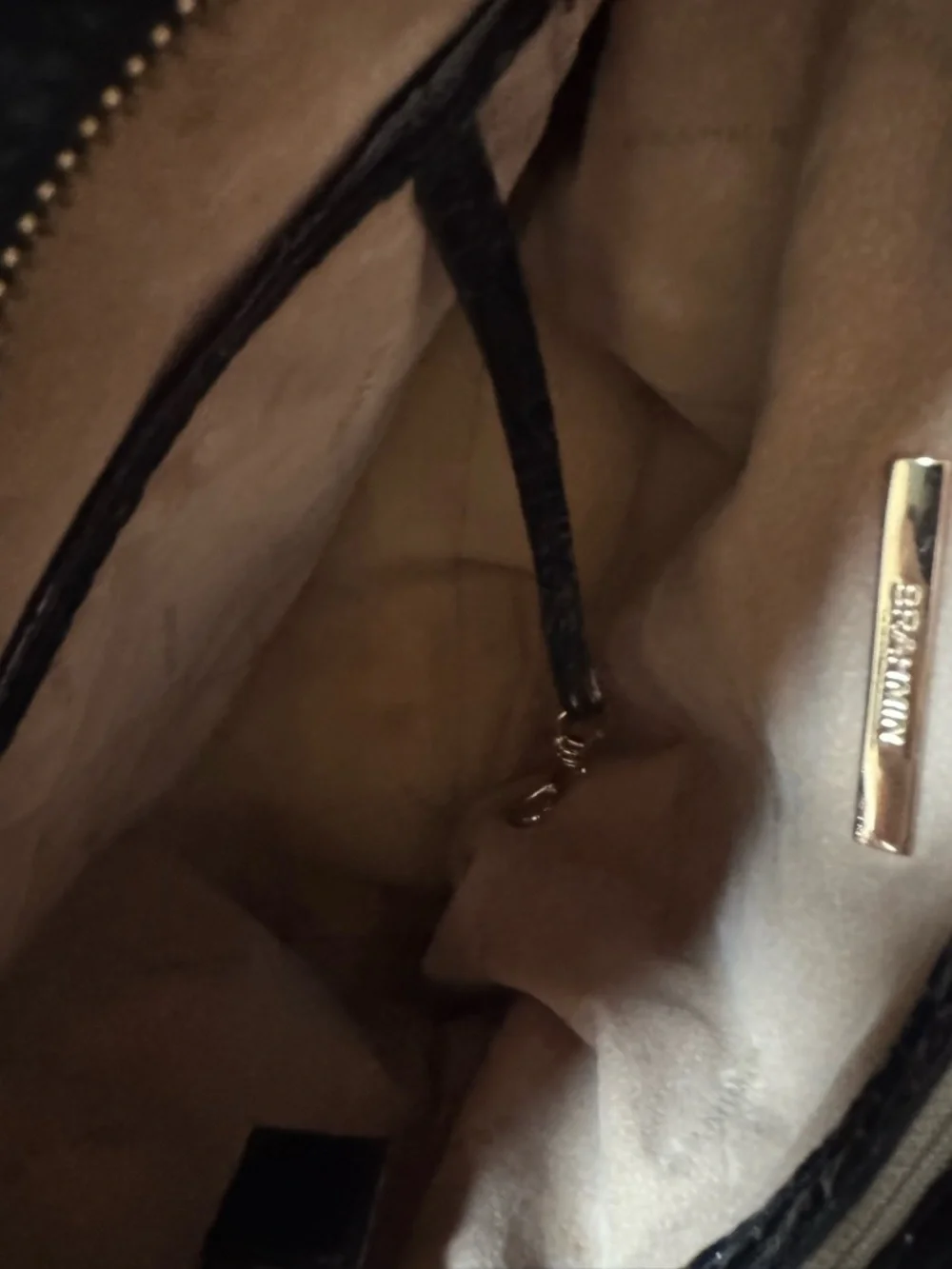 Brahmin Black Croc-Embossed Patent Leather Melbourne Satchel with Gold Accent - Picture 5 of 7